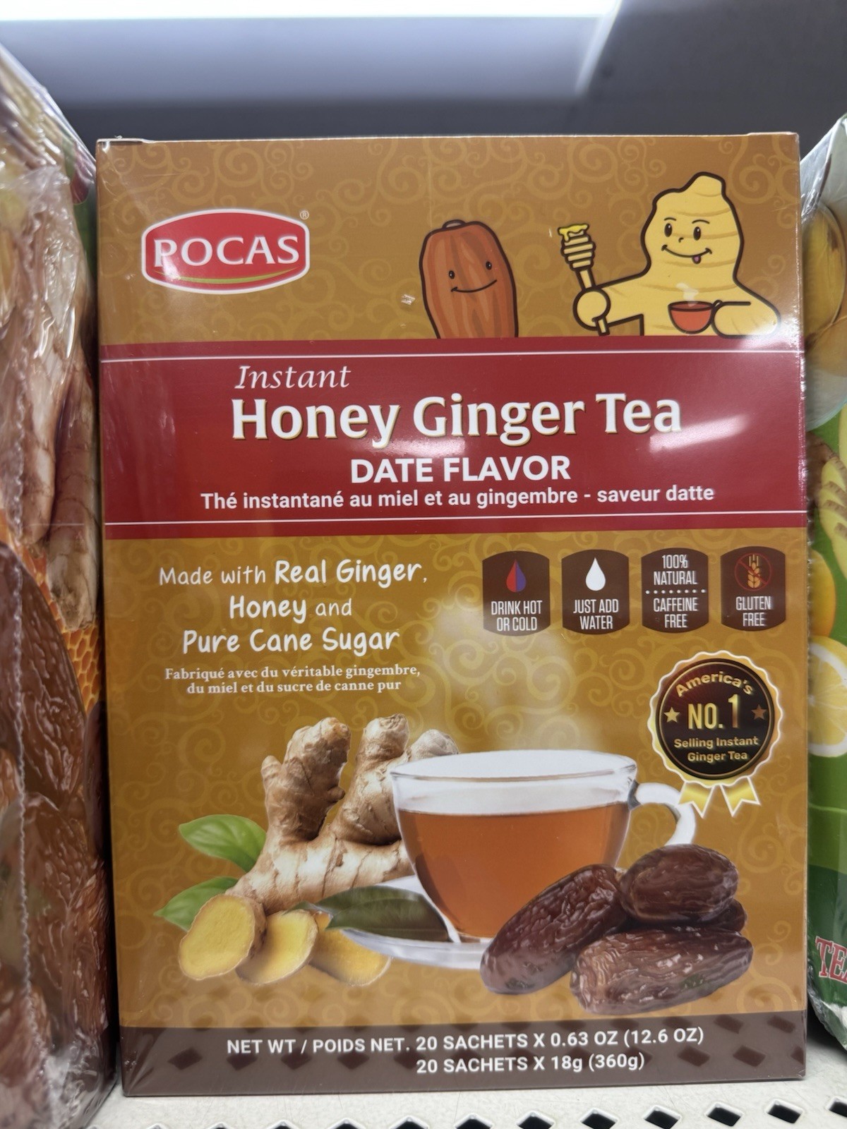 Pocas Honey Ginger Tea original Instant Honey Ginger Tea Made with Real Ginger