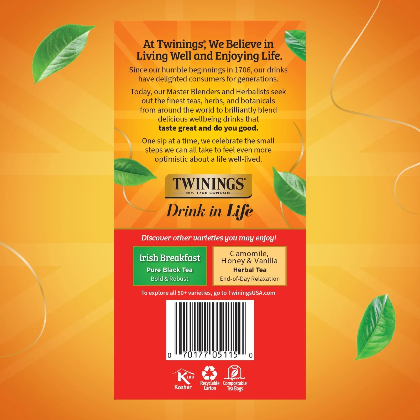 Twinings English Breakfast Pure Black Tea Bags, 50 Count Box