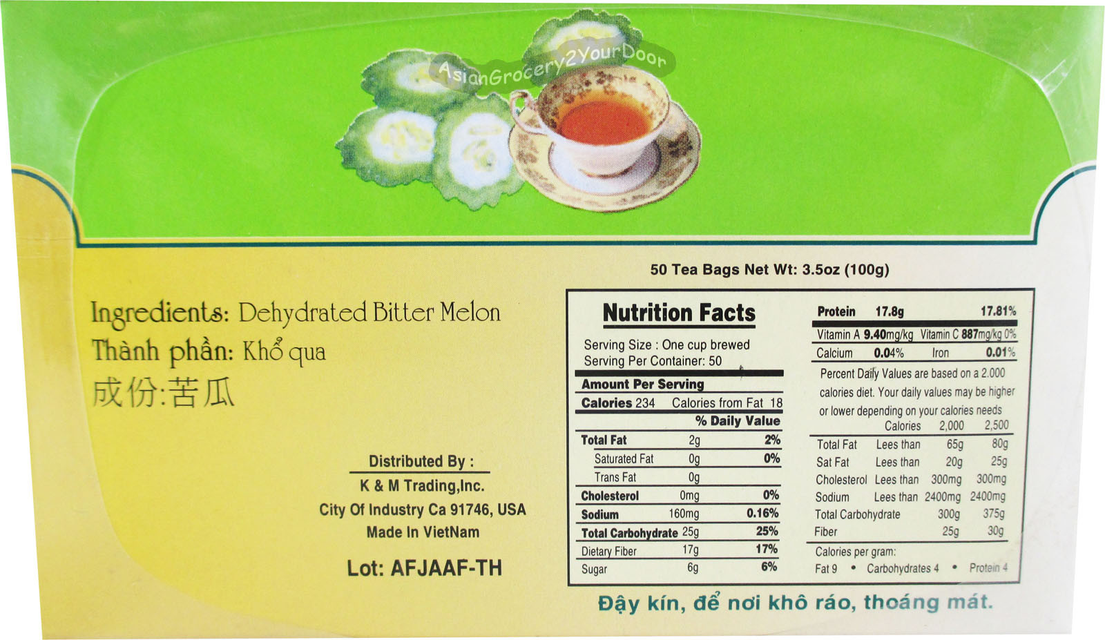Sword Fish Brand Gohyah Tea Bitter Melon Tra Kho Qua 100g