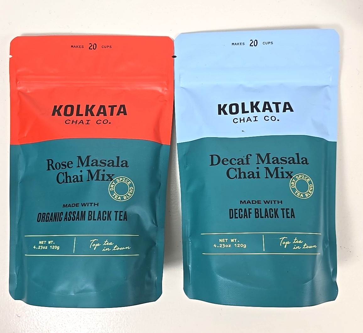 LOT OF 2 – Kolkata Chai Co Rose Masala Chai & Decaf Masala Chai Black Tea Mix