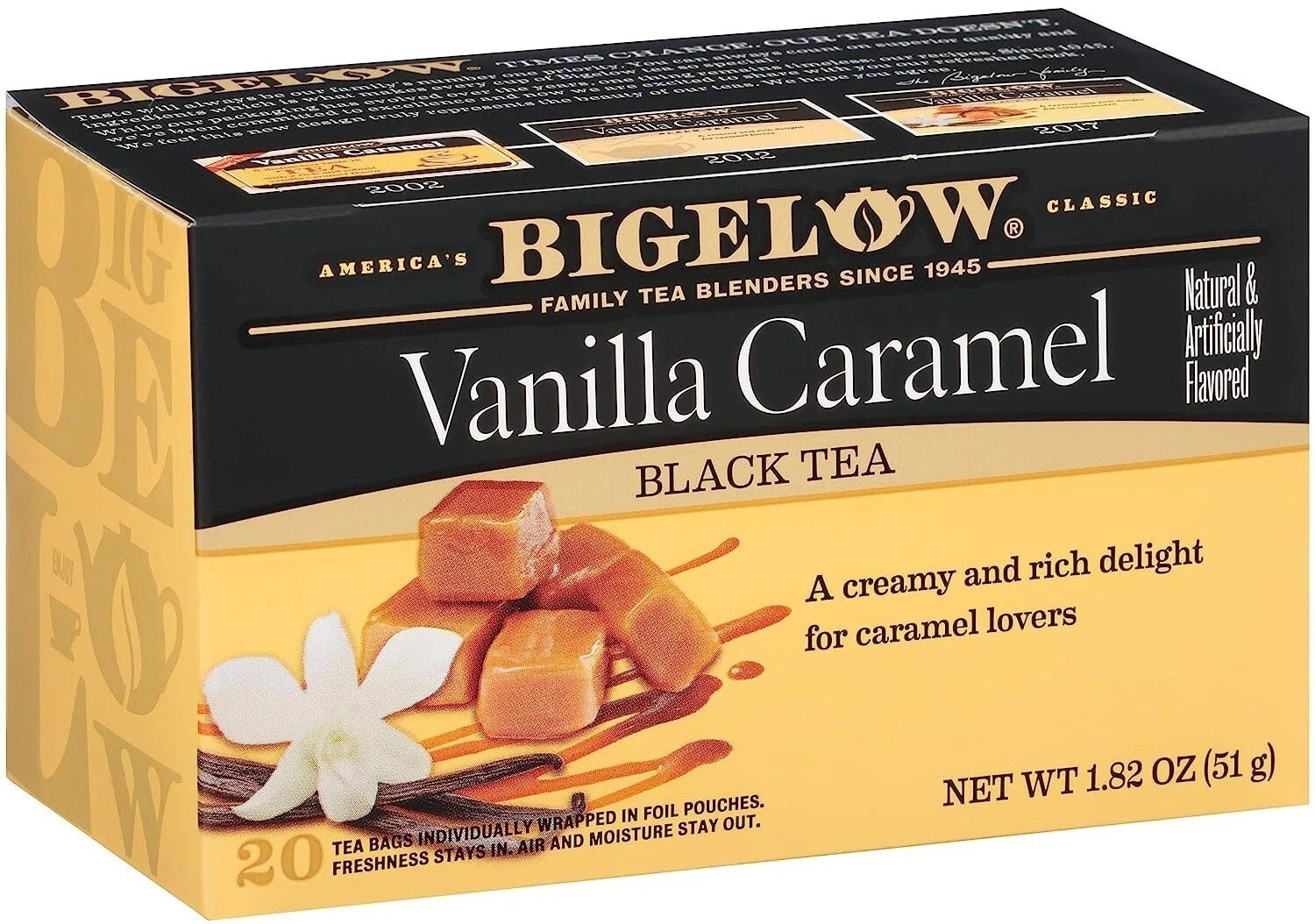 Bigelow Vanilla Caramel Black Tea – 20 tea bags, BB: 06/27