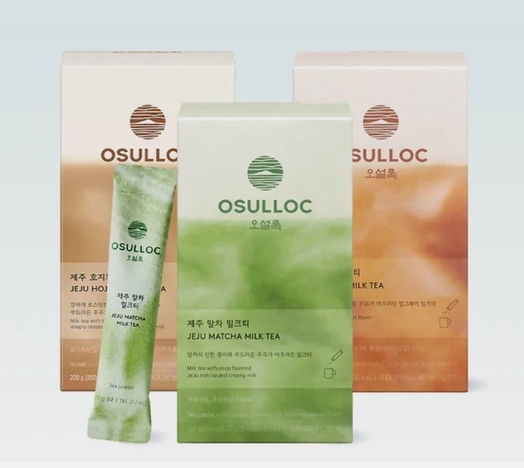 OSULLOC Korean Milk Tea Stick Set 3 Flavors Matcha Hojicha Milk Tea 30 Sticks