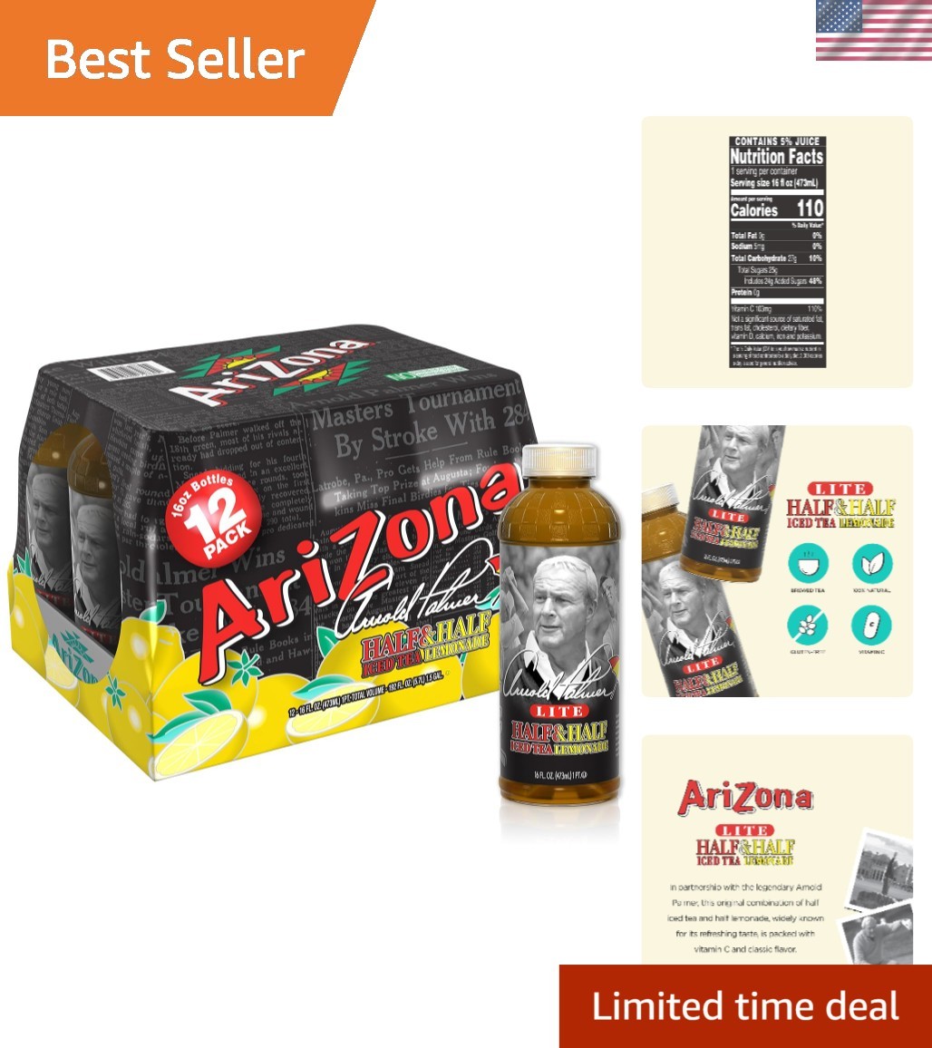 Arnold Palmer Half and Half – 12 Pack of 16 Fl Oz Bottles – Refreshing Iced Tea
