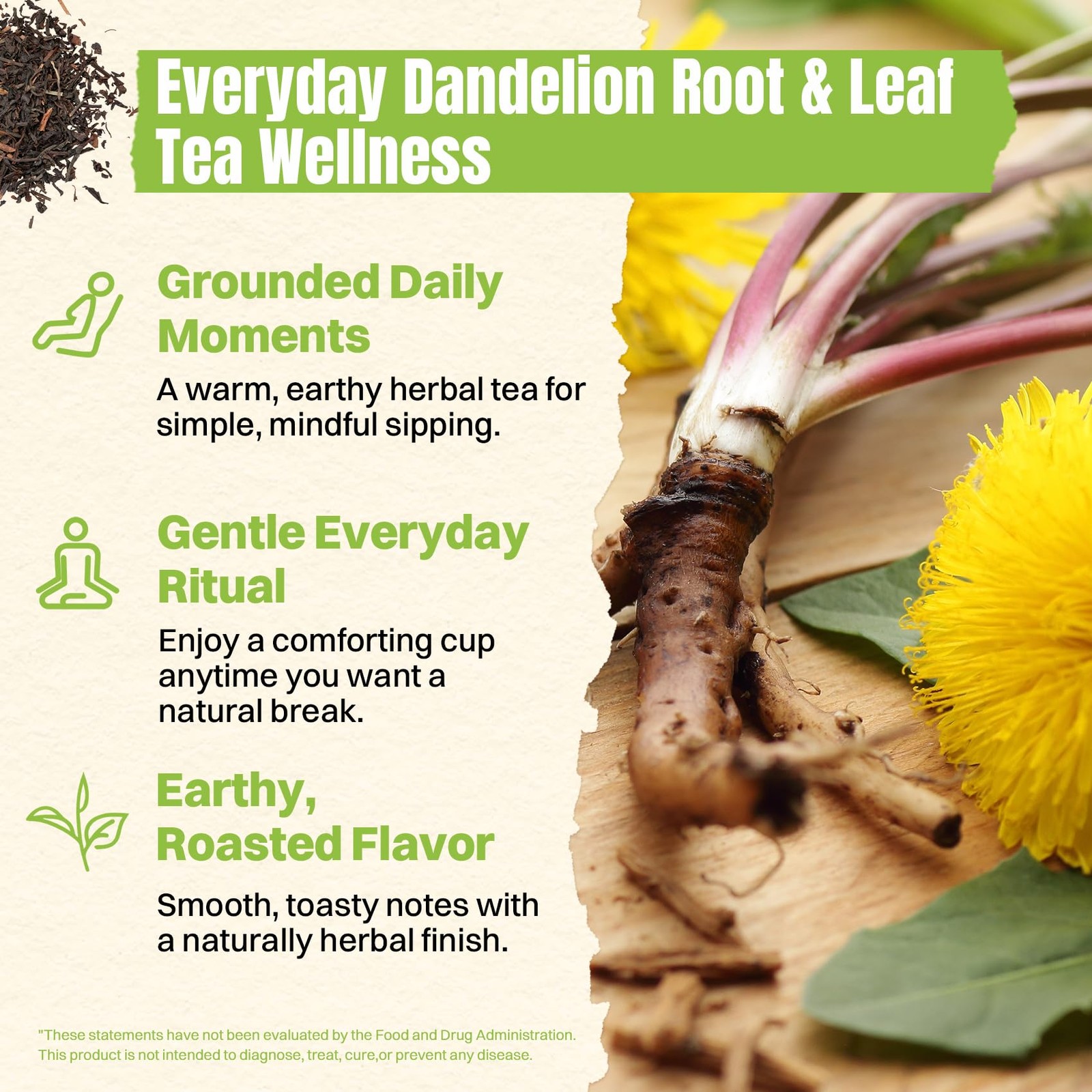 Hiihone Dandelion Root & Leaf Tea Bags 60 Count – Caffeine-Free Dandelion Herbal
