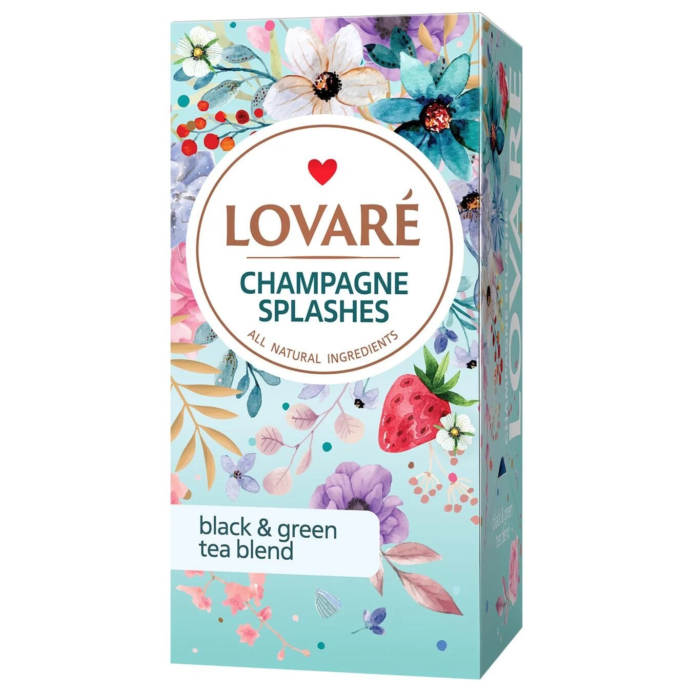 Ukrainian Natural Black & Green Tea Blend LOVARE Champagne Splashes 24 Tea Bags
