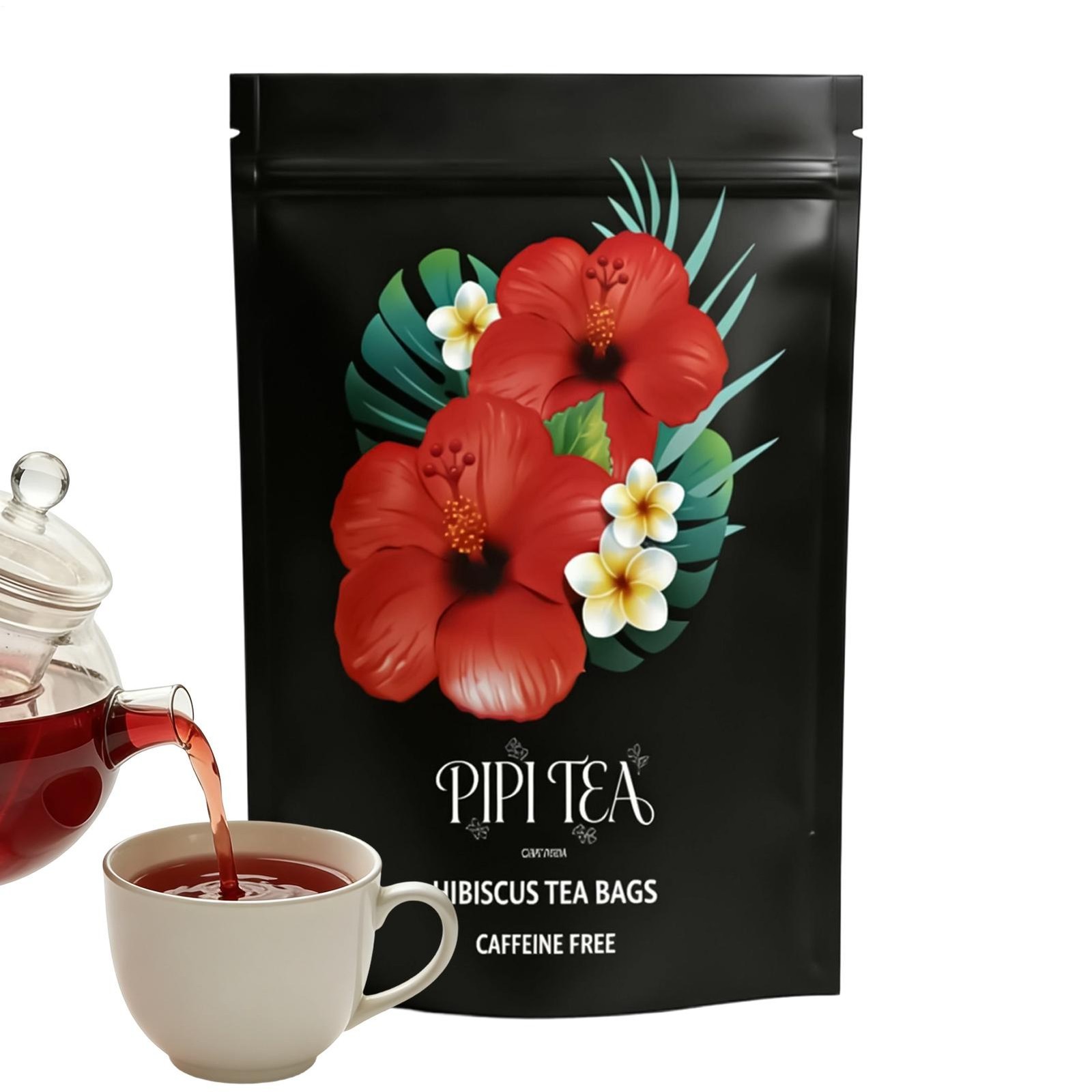 Pipi Hibiscus Tea,100% Natural, Caffeine-free, Loose-leaf Tea，30+ Servings * 1-3
