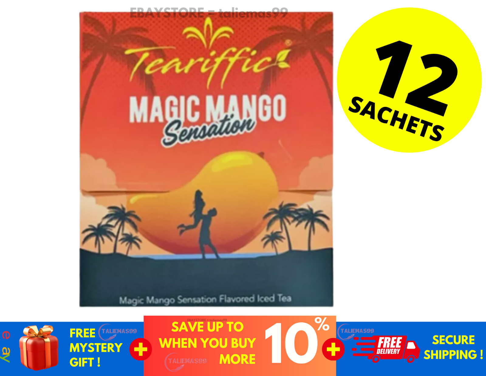 Teariffic Magic Mango Sensation Sexual Men Herb Energy Coffee 1 Box (12 Sachets)