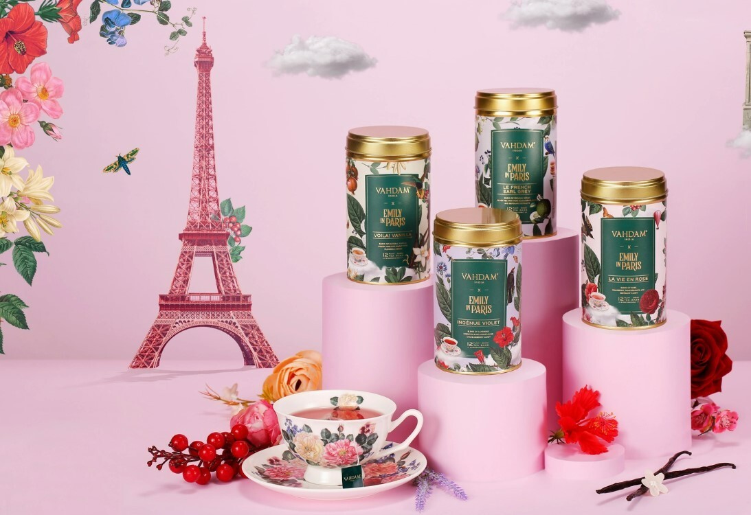 Vahdam Tea, Emily in Paris Tea Entourage Collection of 4 Teas, Limited Edition