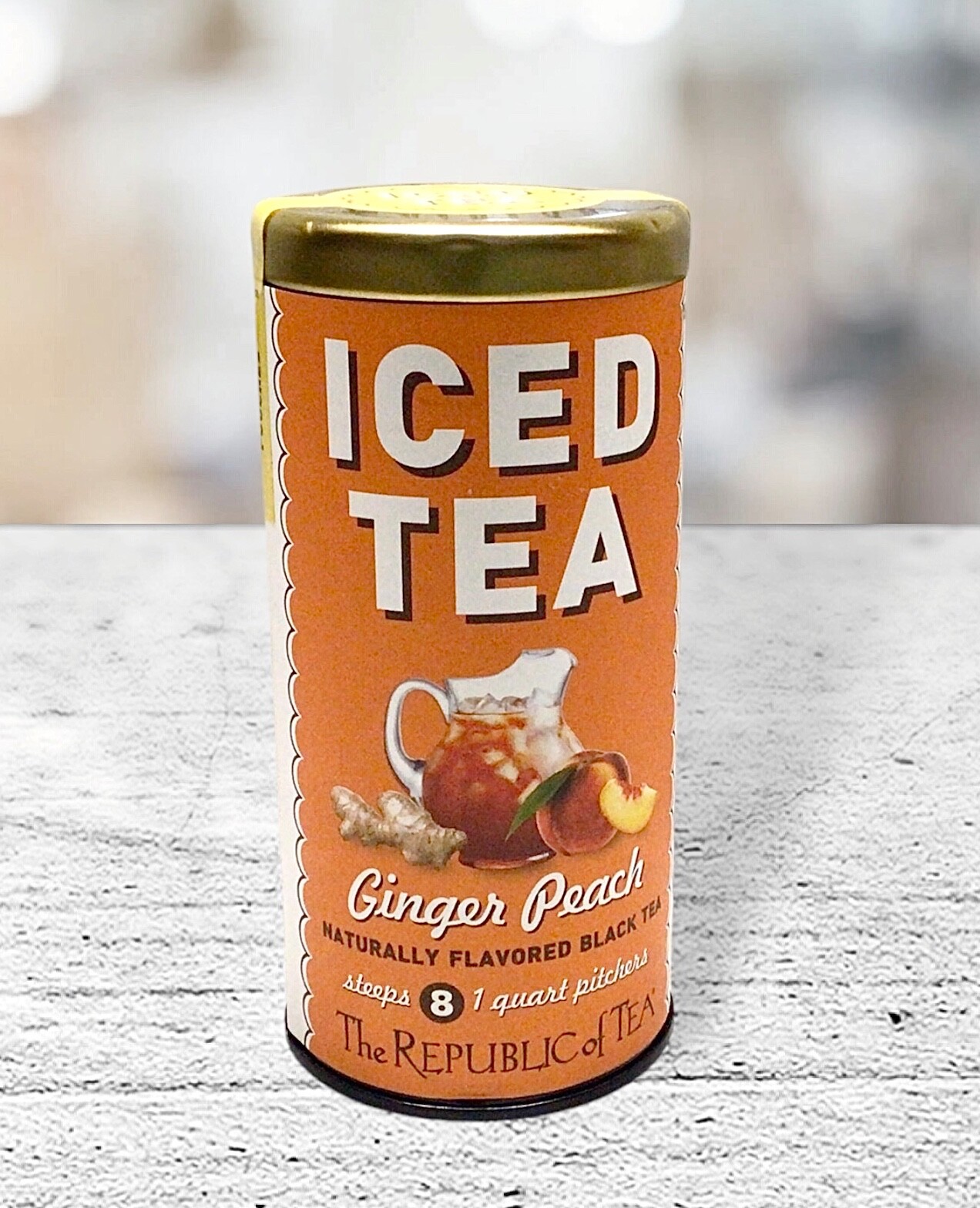 The Republic of Tea – Ginger Peach Black Iced Tea Bags, 8 Large Quart-Sized