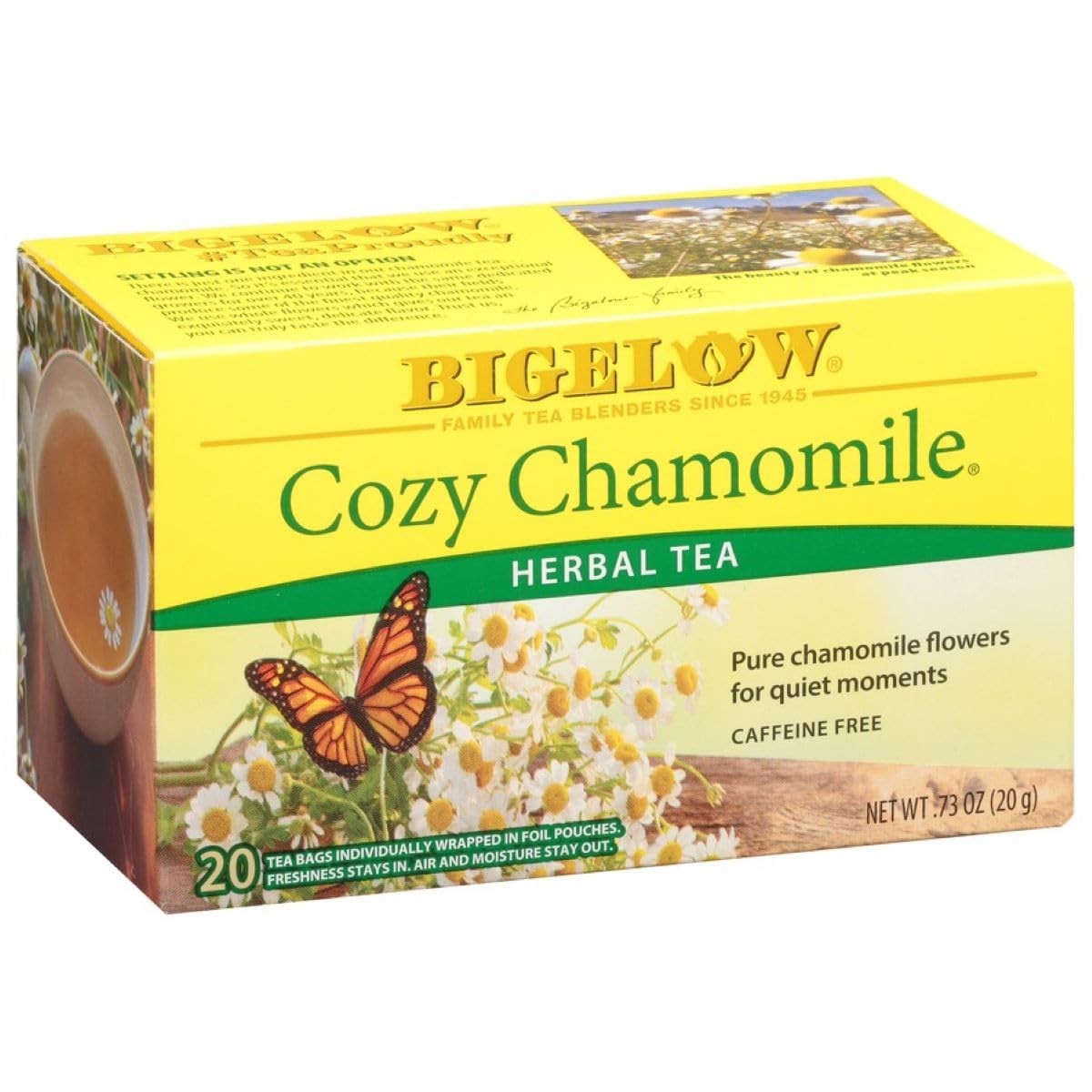 Bigelow Tea Cozy Chamomile Herbal Tea, Caffeine Free 20 Count (Pack of 6)