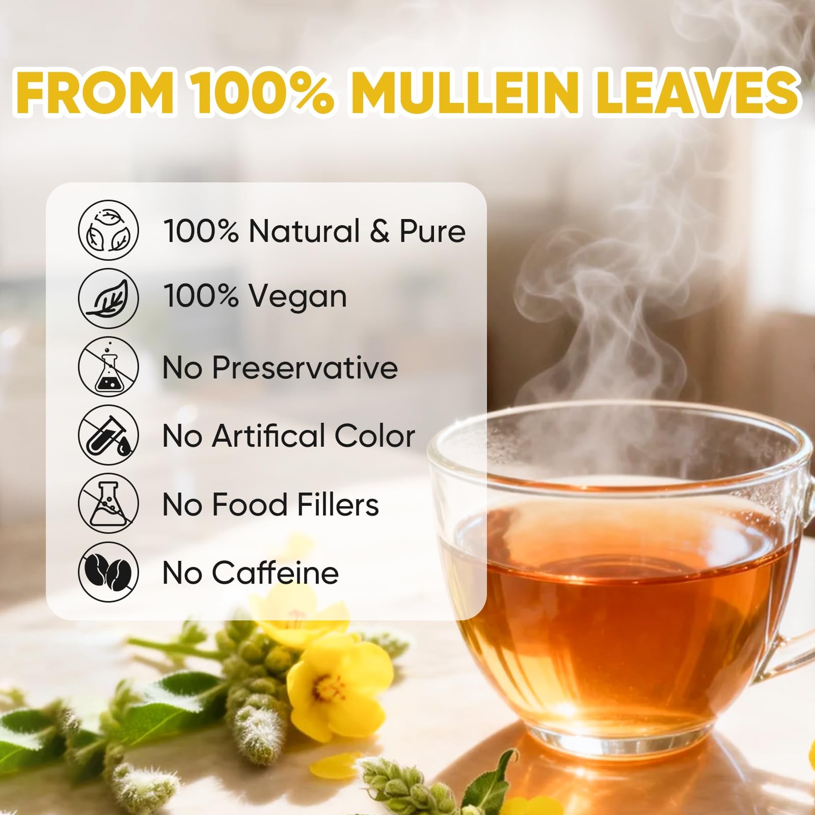 60 Mullein Leaf Tea Bags, From 100% Natural Mullein Leaves for Lungs Health a…