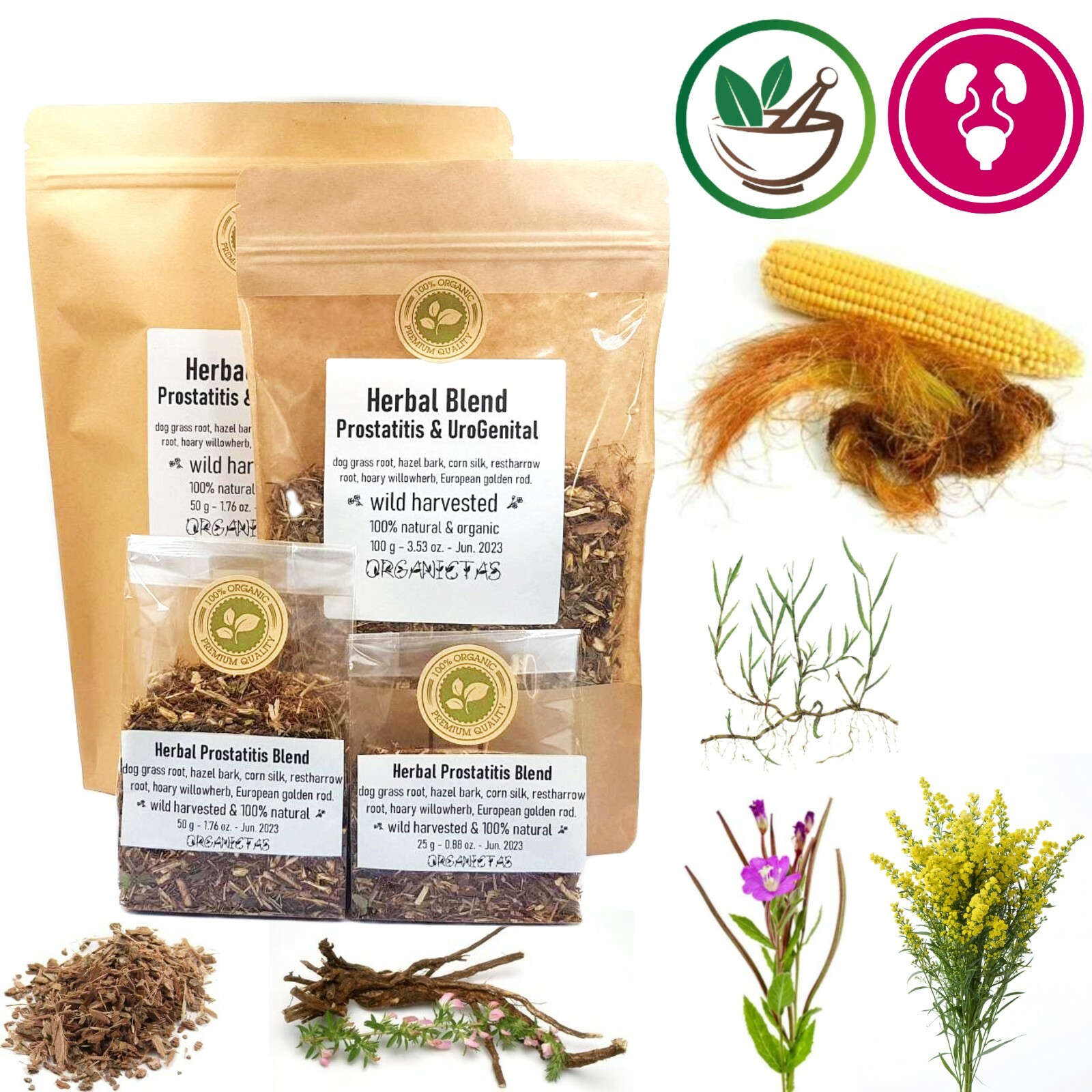 Urinary System & Prostate Herbal Blend Tea, 6 Herbs for Urinary Tract Problems