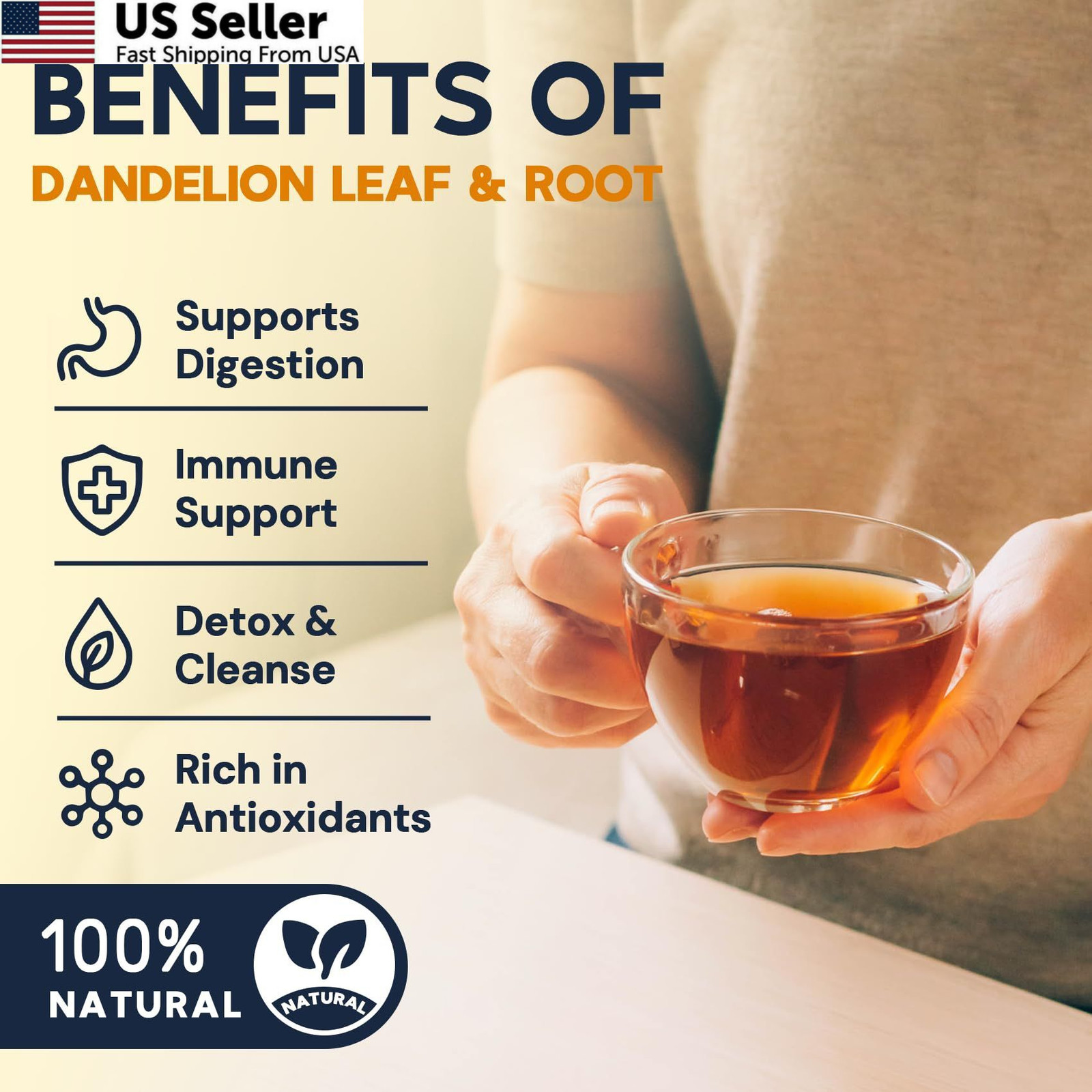 Dandelion Leaf & Root Herbal Tea-Caffeine-free, 50 Teabags 50 Count
