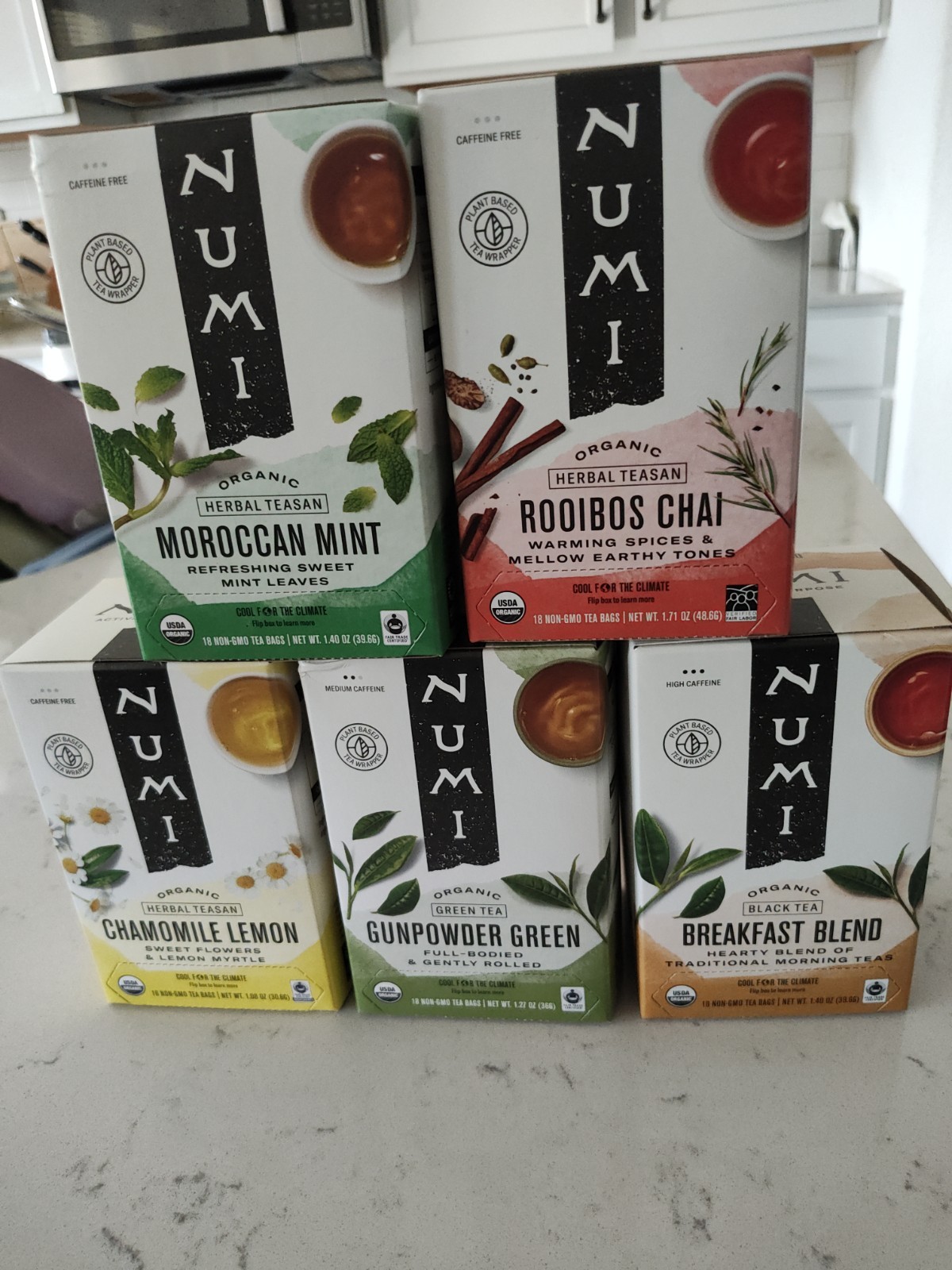 Numi Teas Bags 18 Count In Each Box 5 Individual Boxes Total 90 Tea Bags AAA