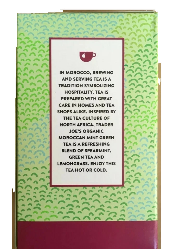 3 Packs Trader Joe’s Organic Moroccan Mint Green Tea 20 Tea Bags 1.27 oz/Pack