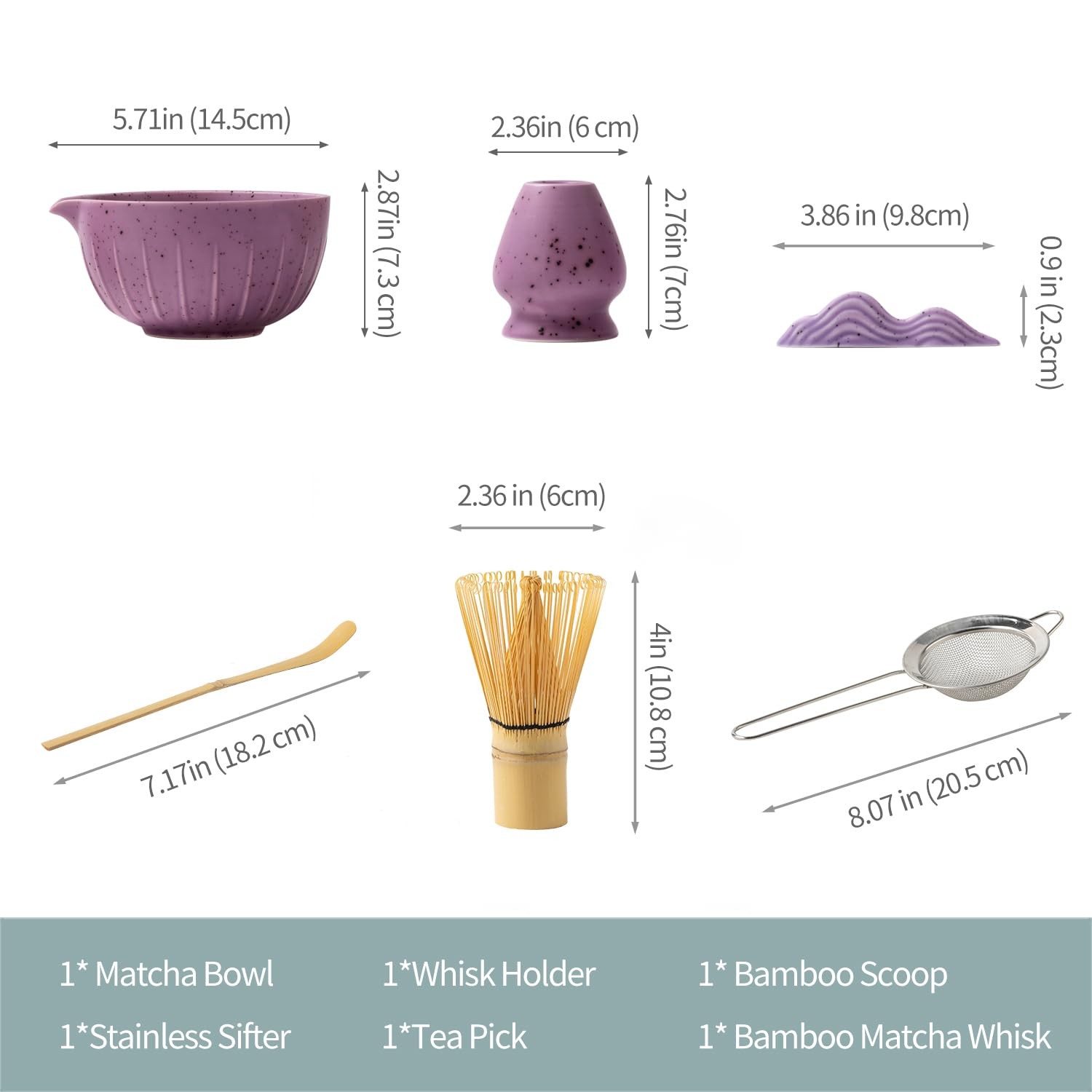 7Pcs Japanese Matcha Tea Set, Matcha Kit with Matcha Bowl (with Pouring Spout…