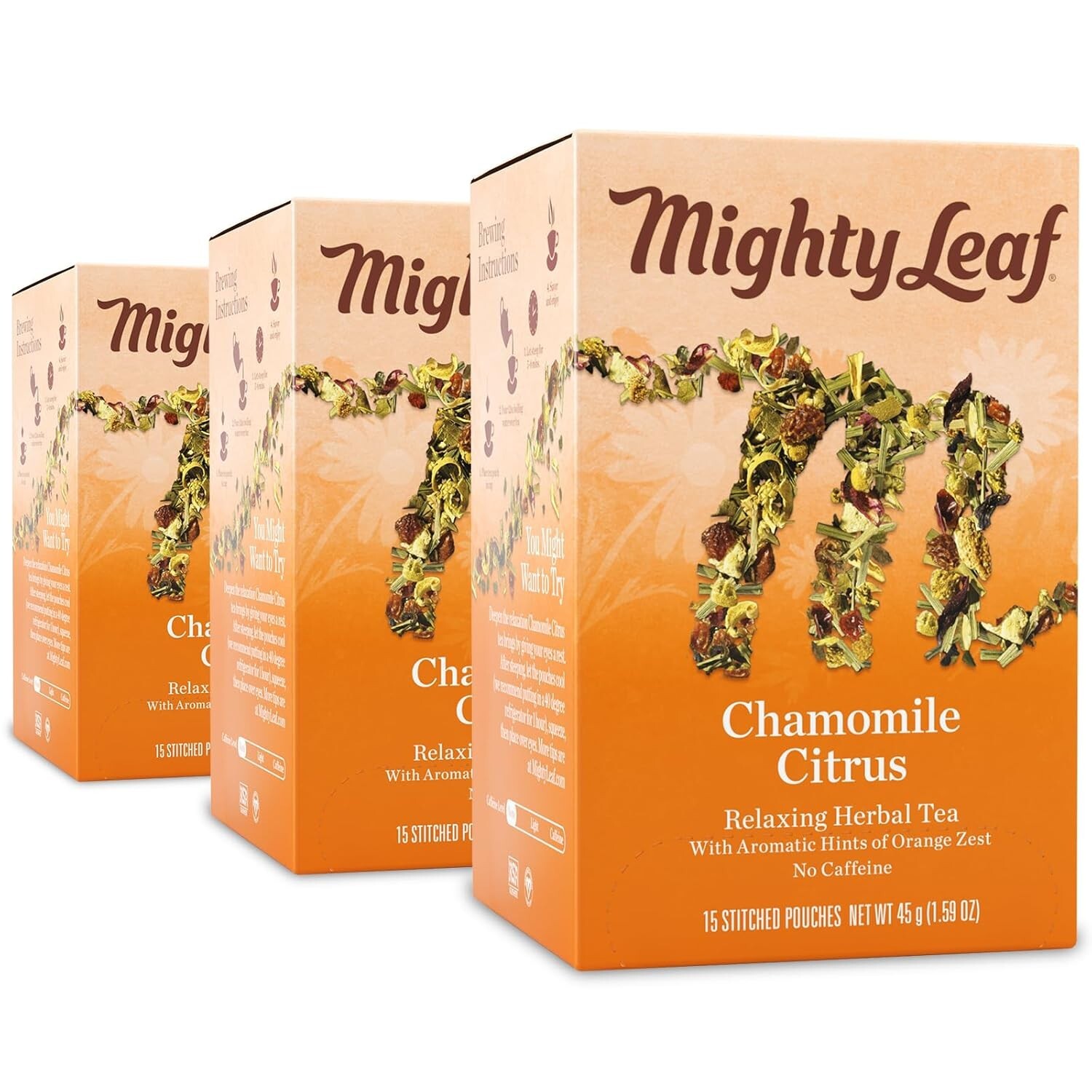 Delicate Chamomile Citrus Tea Blend with Vitamin C – 15 Whole Leaf Silk Bags