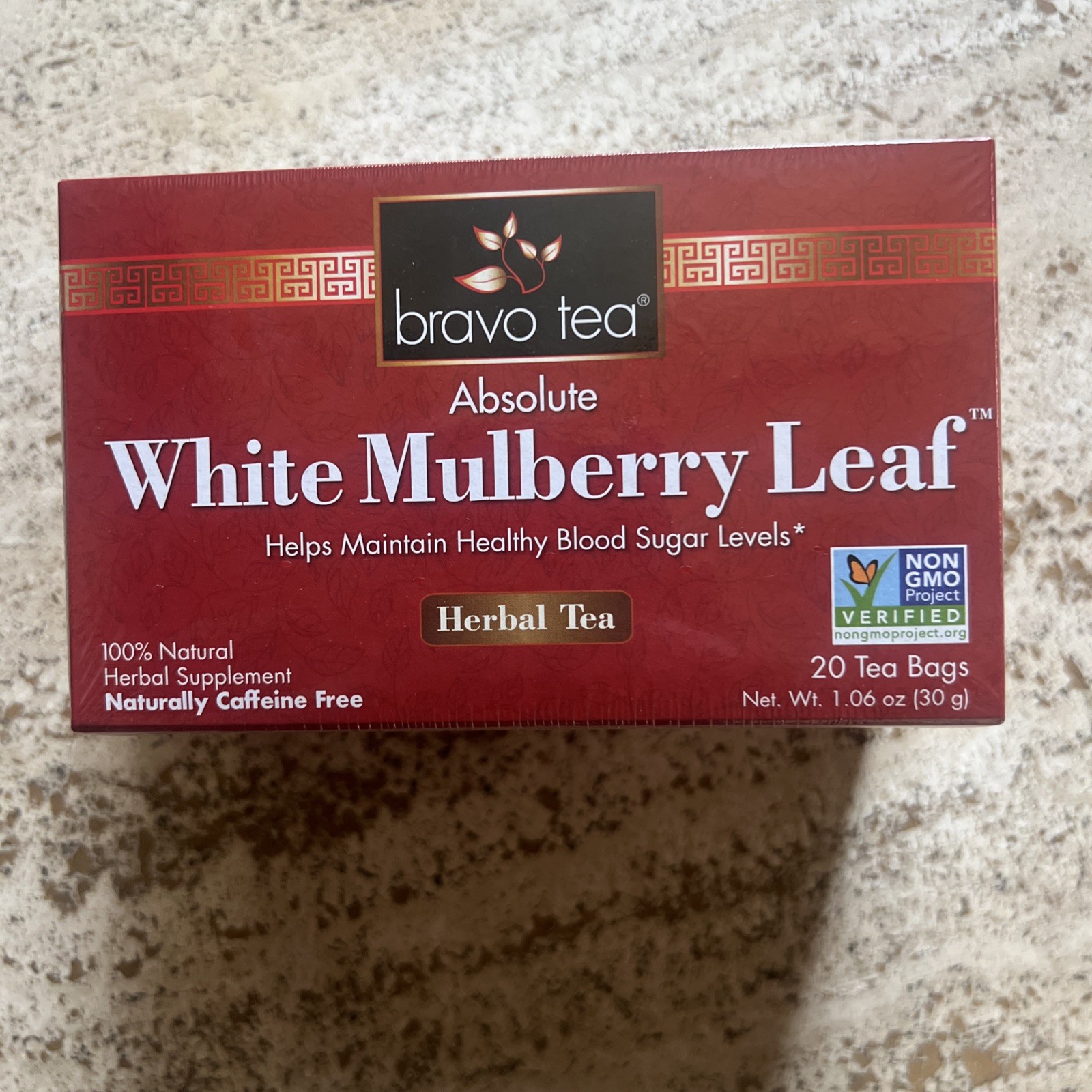 Bravo Tea ~ White Mulberry Leaf Tea. Caffeine Free, 20 Tea Bags Herbal Tea