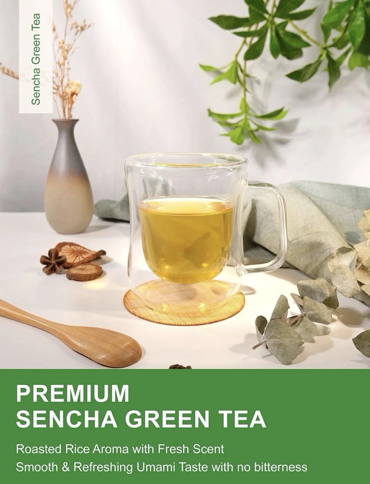 NEW Sencha Green Tea Bags – Refreshing 100 Count Caffeinated TeeLux Exp 12/2028