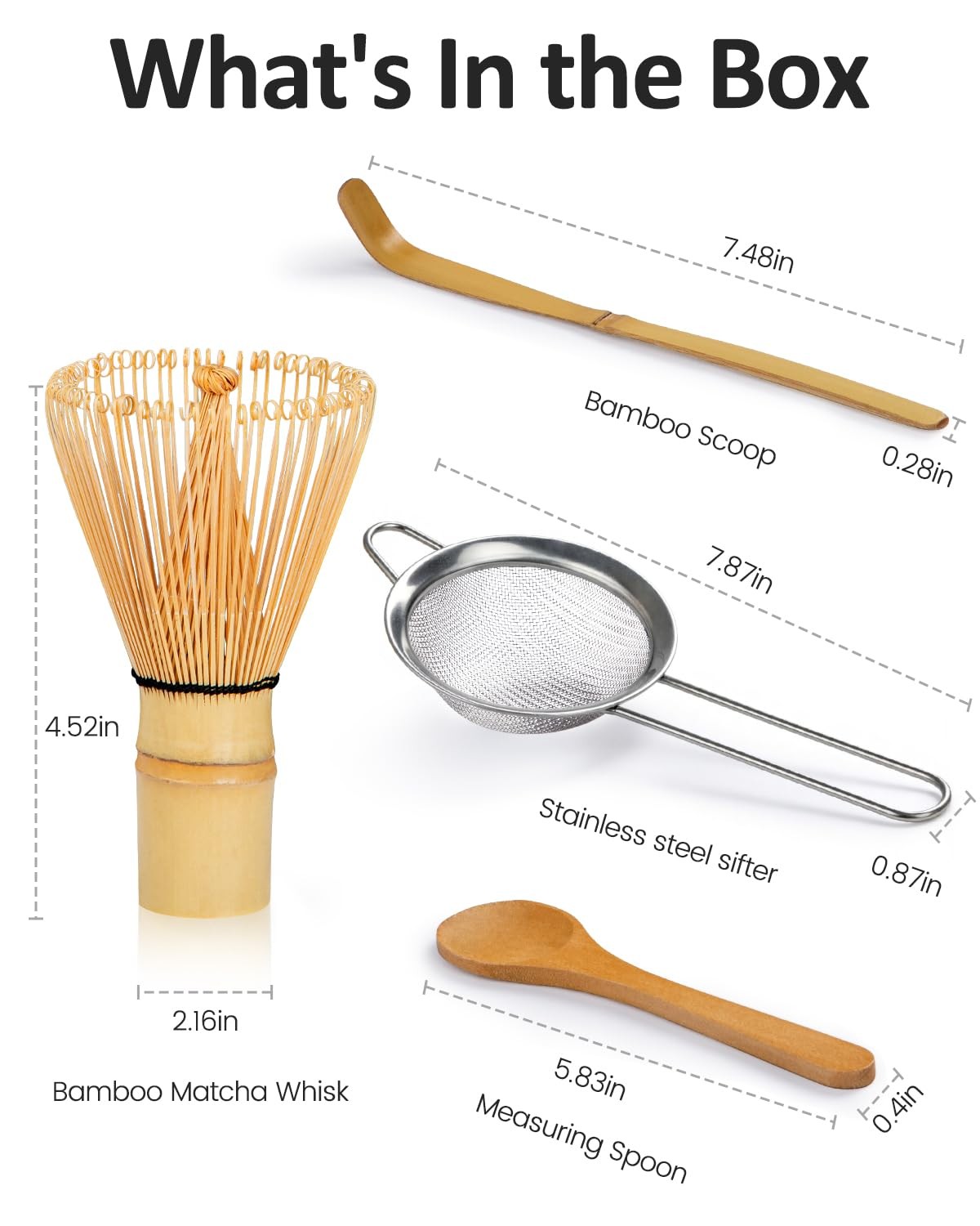 Matcha Ceremony Accessory, ThymeSpace Matcha Whisk, Traditional Scoop, Wooden…