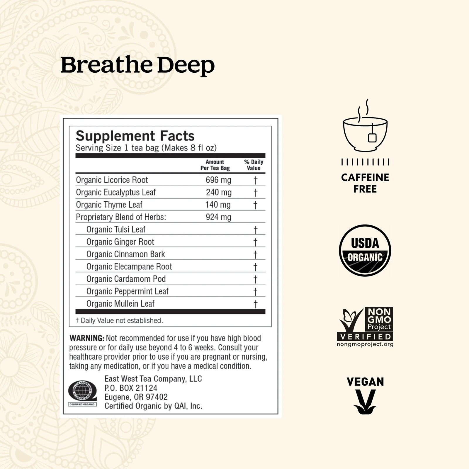 Yogi Tea Breathe Deep, Caffeine-Free Organic Herbal Tea Bags, 16 Count