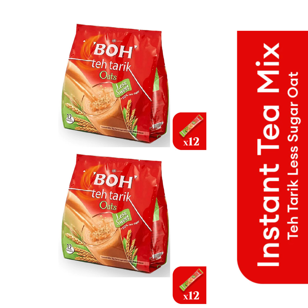 Boh Instant Tea Oats Less Sugar / Teh Tarik Oats 26g x 12s – 2 Pack (FEDEX/DHL)