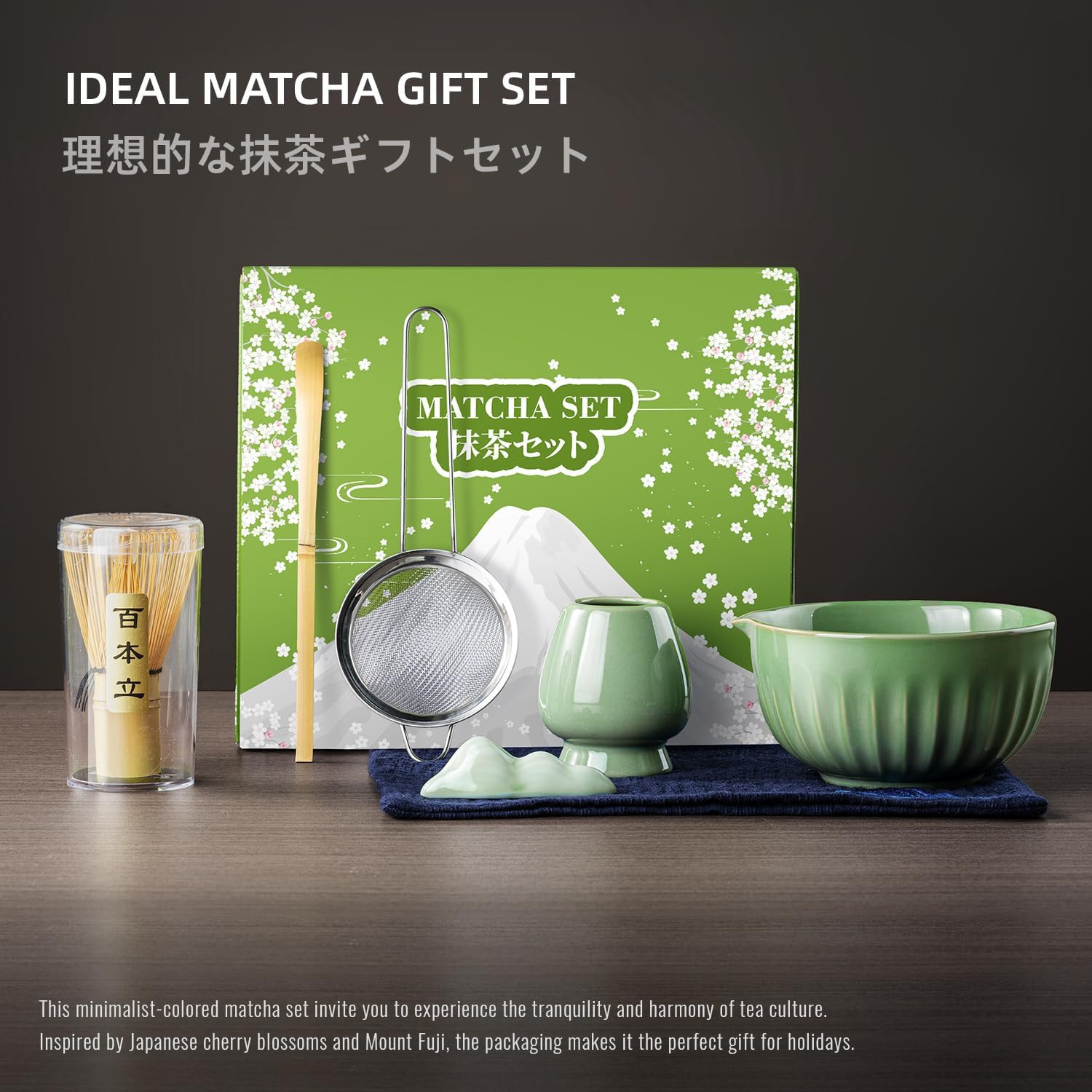 Matcha Whisk Set, Matcha Kit Includes Ceramic Matcha Bowl, 7 Pcs Matcha Tea Gree