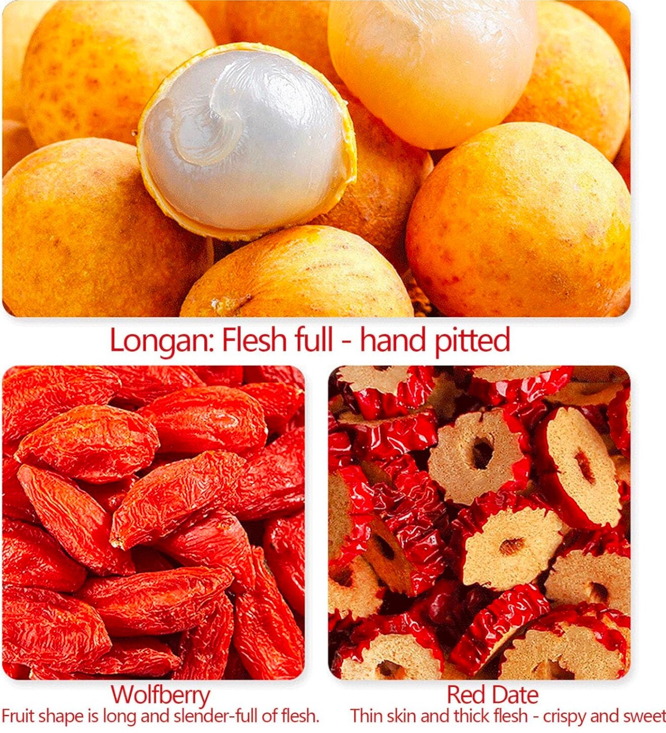 Herbal Tea Longan Red Date Good for Menstrual Pain ,Good Energy, immune, & Skin