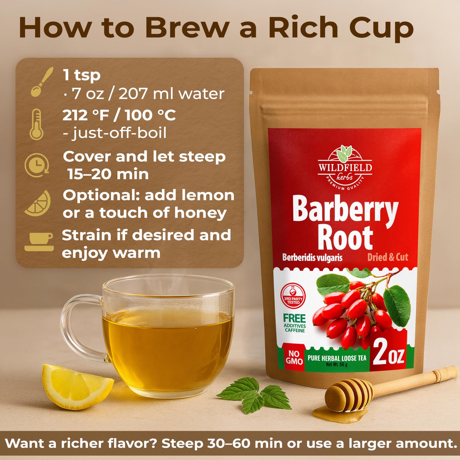 2 oz. Barberry Root Herbal Tea (Berberis vulgaris) – 56g Dried 2 Ounce