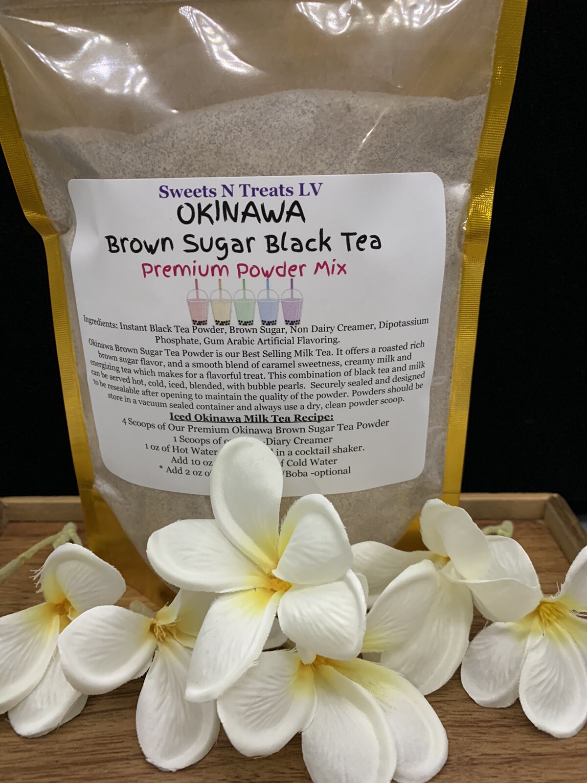 Premium OKINAWA BROWN SUGAR Black Tea MILK TEA Powder Boba Bubble Tea 10 oz NEW
