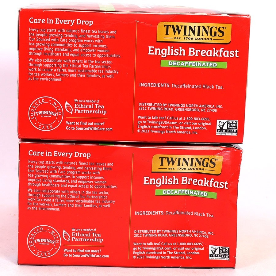 Twinings, English Breakfast, Decaffeinated 50 Tea Bags, 2 Boxes, Best By: 10/27