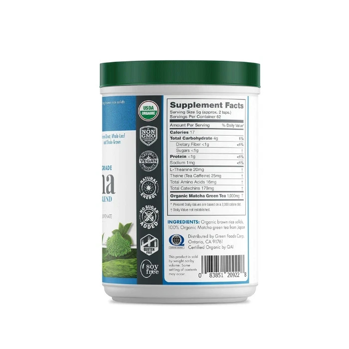 Green Foods Matcha Green Tea Energy Blend – Ceremonial Grade 11 oz (PACK OF 2 )
