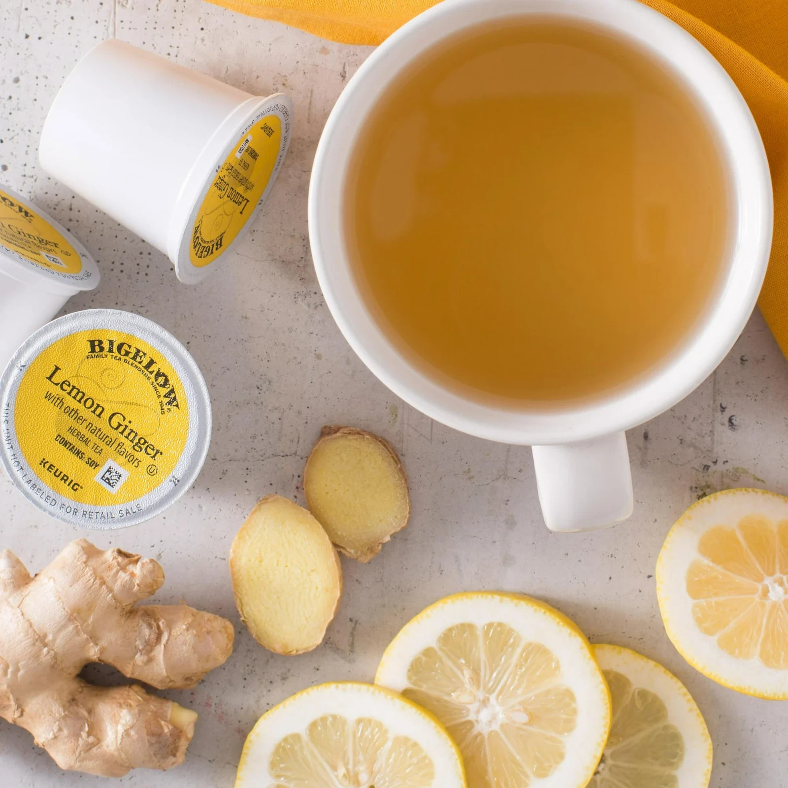 Bigelow Lemon Ginger, Caffeine-Free Herbal Tea,Keurig K-Cup Tea Pods,12 Count…