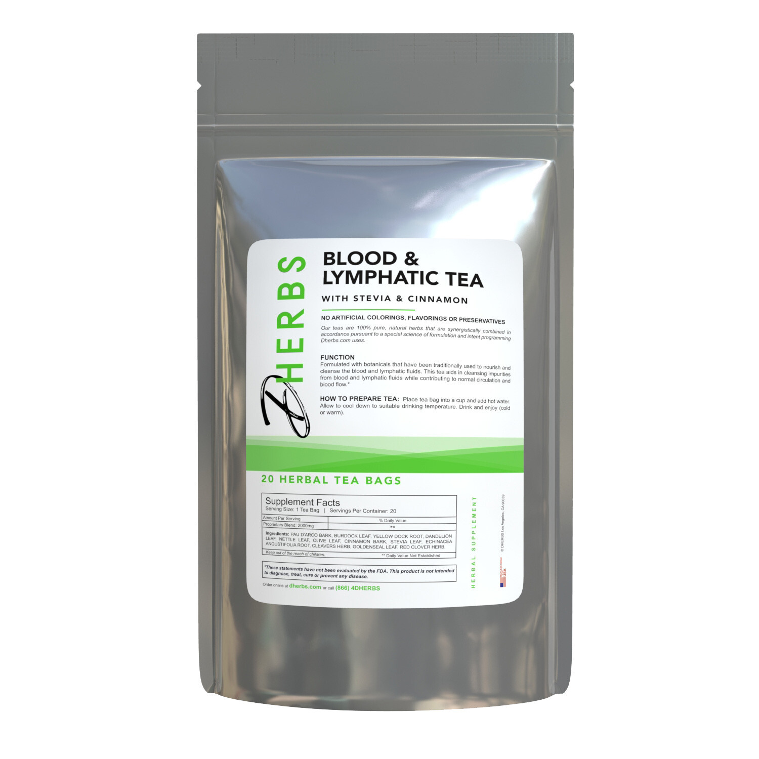 Dherbs Blood And Lymphatic Tea, 20 Grams