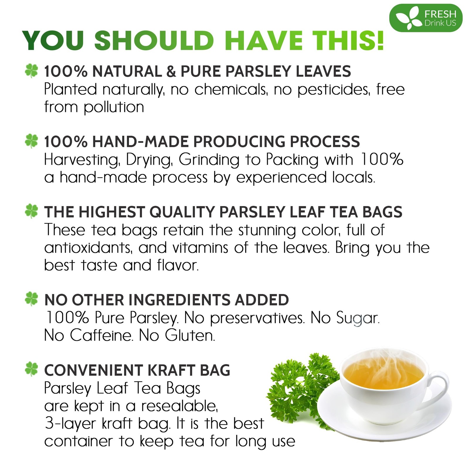 , Premium 55 Parsley Leaf Tea Bags, 100% Natural & Pure from Parsley Leaves. …
