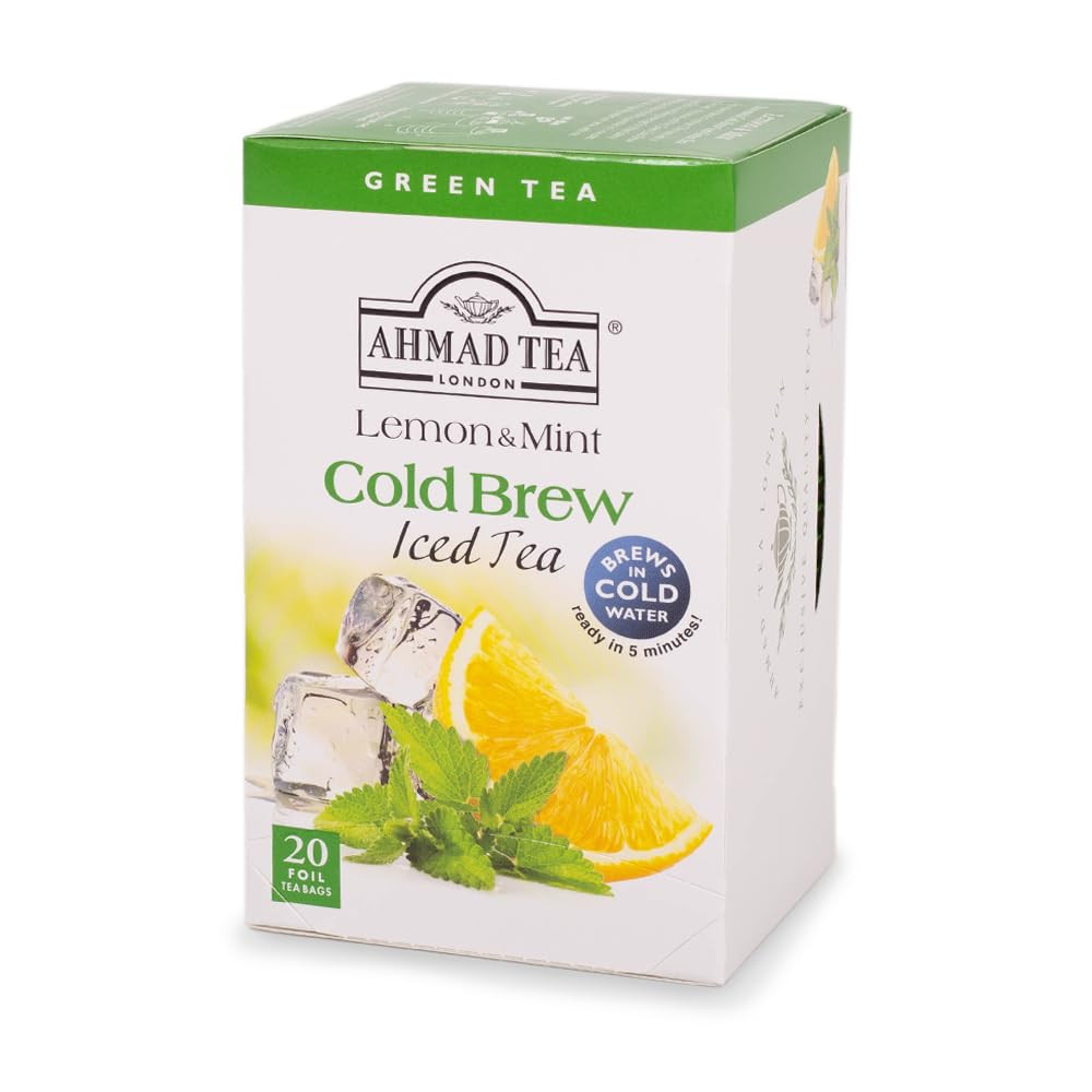 Green Tea, Cold Brew Lemon and Mint Teabags, Iced Tea, 20 Ct (Pack of 1) – Caffe