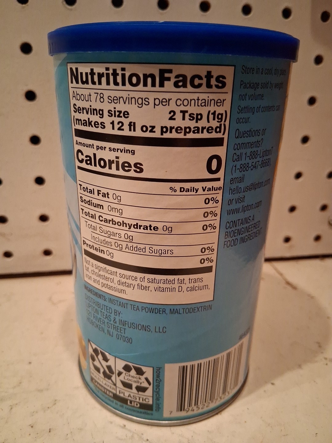 Lipton Caffeinated Unsweetened Instant Iced Tea 28 Quarts EXP. 11/2026 NO LEMON