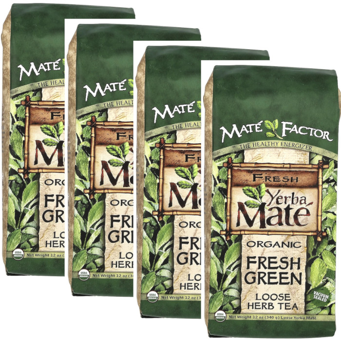 Organic Yerba Mate – Loose Herb Tea Fresh Green 12 oz Each (Pack of 4)