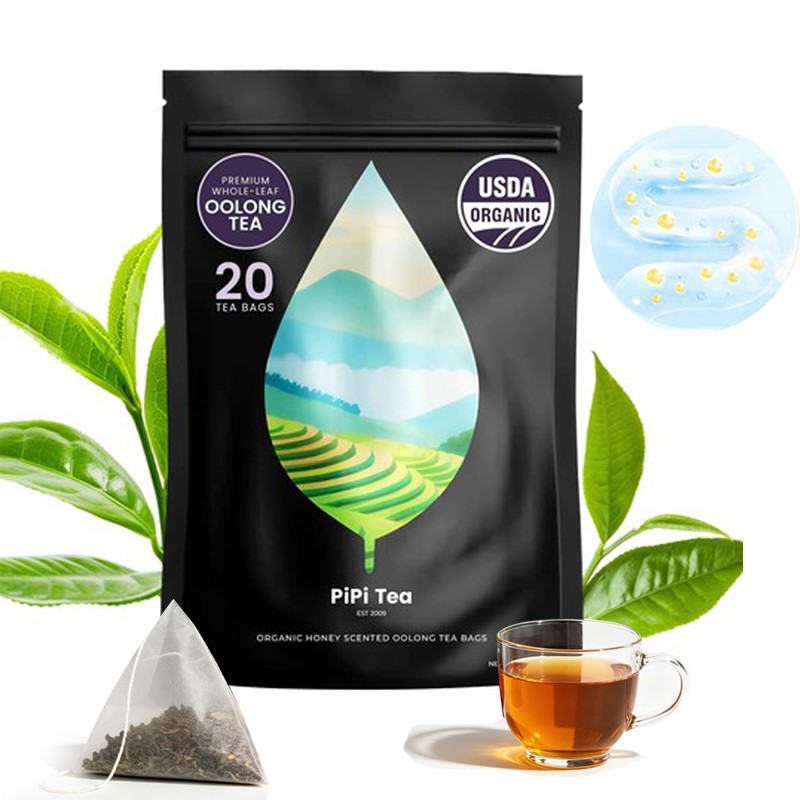 40 Bags (4g Each) PiPi Tea Organic Oolong Tea Bags – Whole Leaf, – Cortisol & Ca