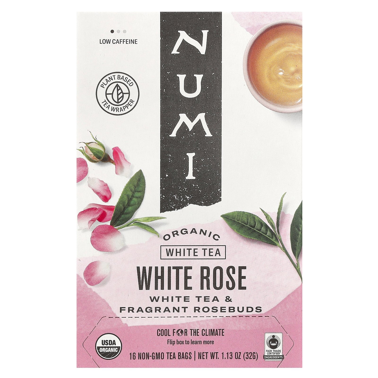 Organic White Tea, White Rose, 16 Non-GMO Tea Bags, 1.13 oz (32 g)