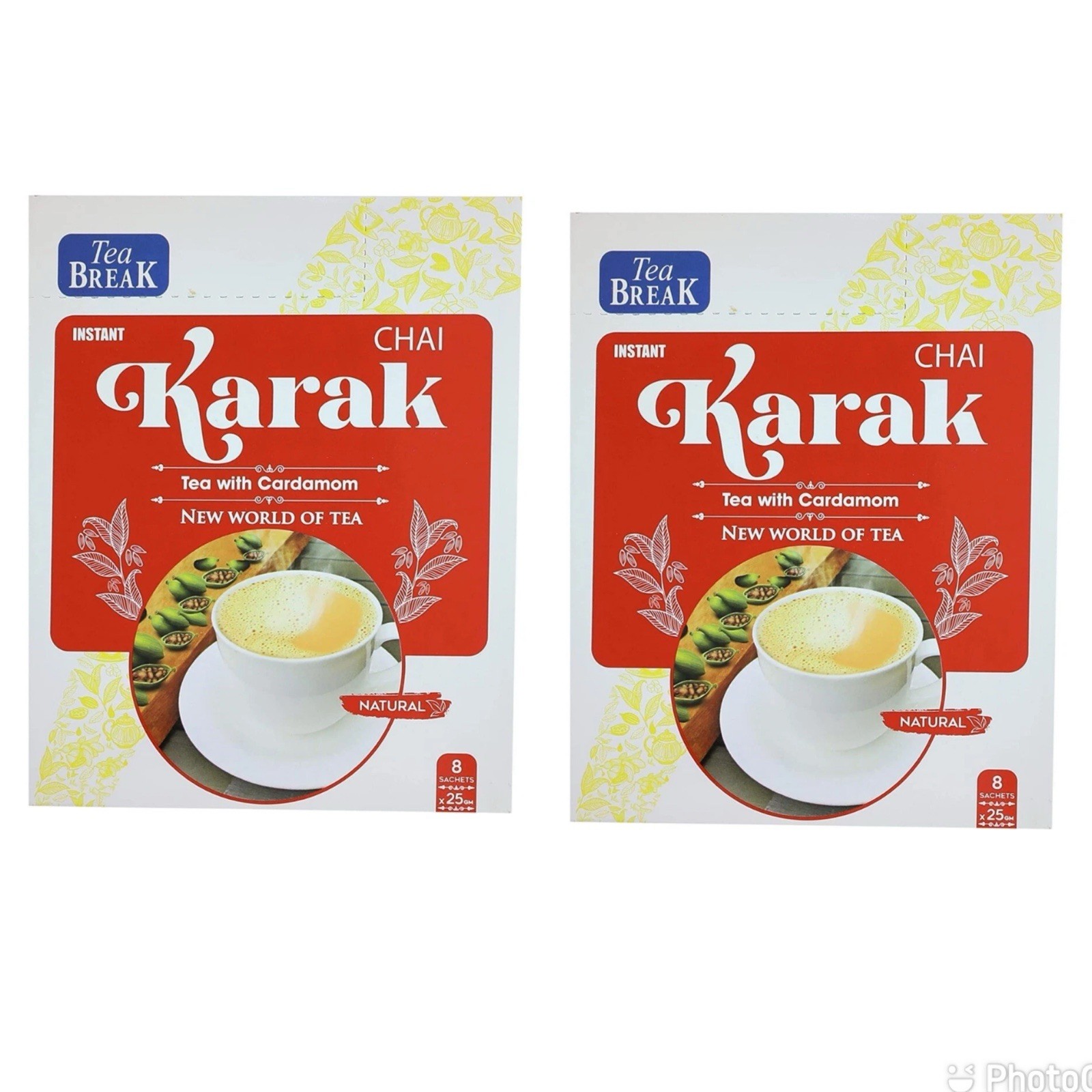 2x Boxes Instant Karak Tea with Creamer & Cardamom 25gm 2×8 Sachets شاي كرك