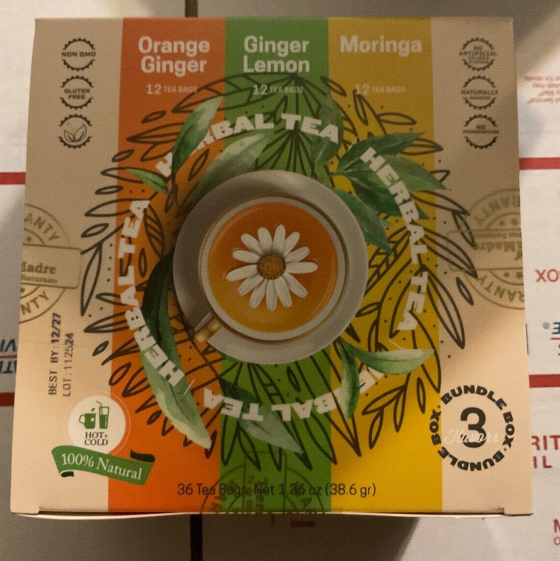 Tierra Madre /HERBAL TEA /Immunity /BUNDLE 3 / 12 TEA BAGS/Orange Ginger/Moring