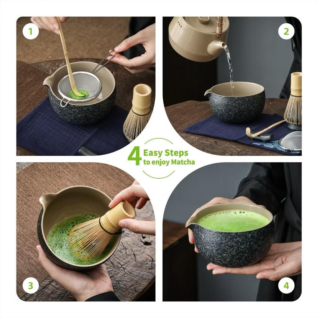 2 New Set-Traditional Teanagoo Matcha Tea Set Kit ( Black)