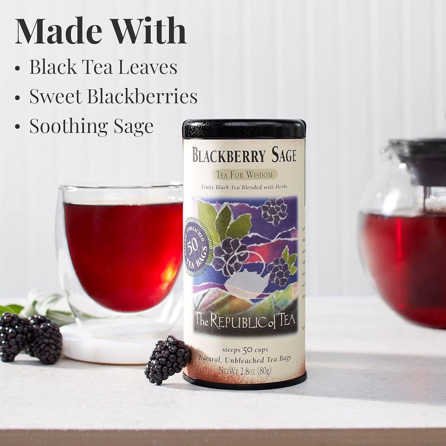 – Blackberry Sage Black Tea | 50 Tea Bags, Gourmet Black Tea Pack of 2