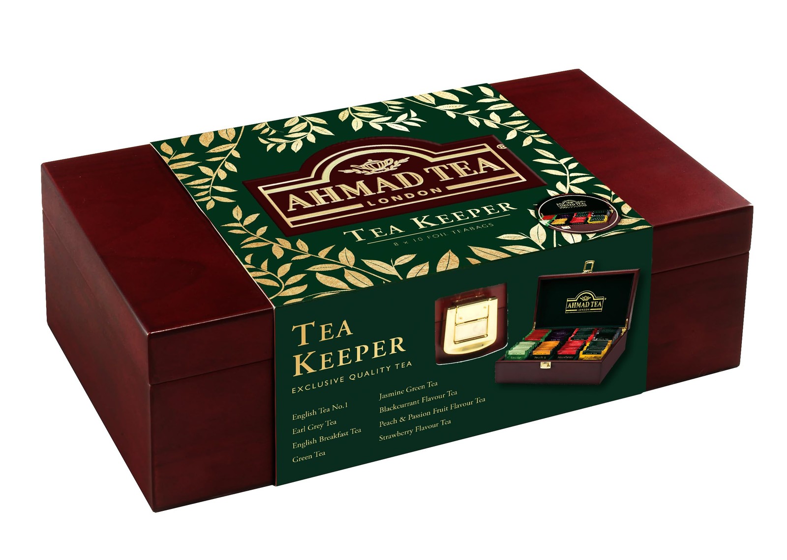 Keeper Wooden Box with 80-Count Assorted Tea Bags