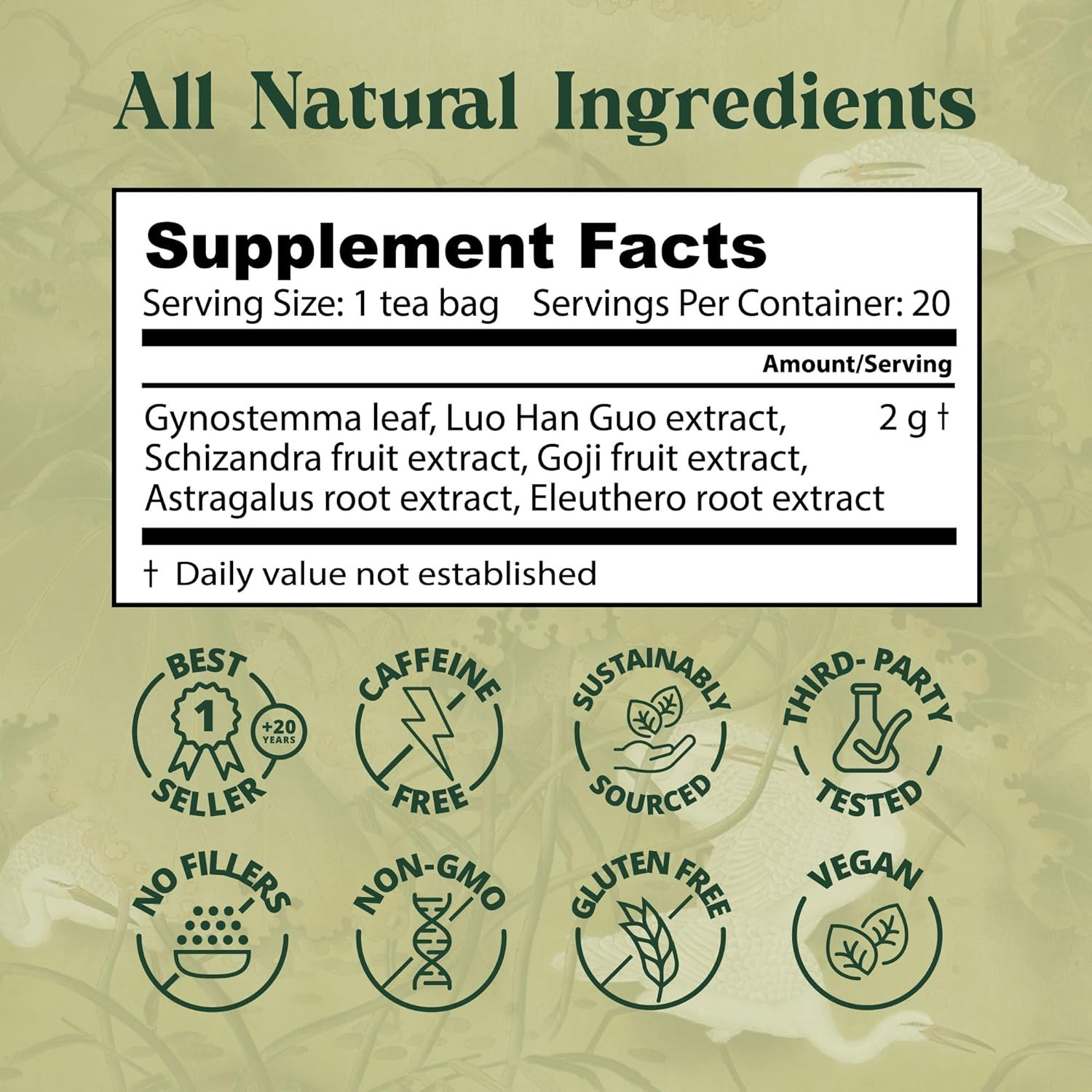 Spring Dragon Longevity Tea – Adaptogenic Gynostemma Leaf Herbal Tea Infused wit