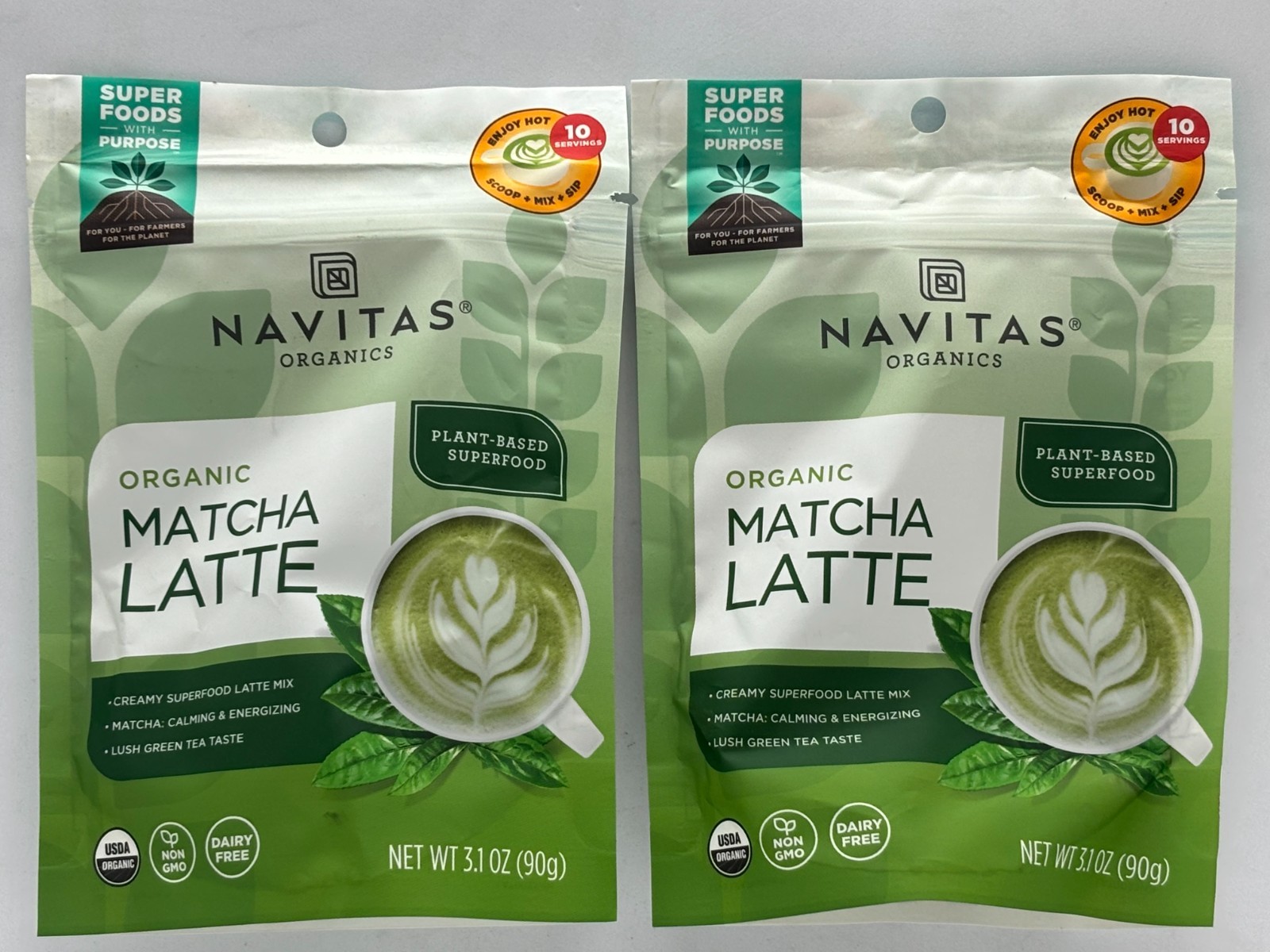 Navitas Organics Matcha Latte 2 x 3.1z., Best By 12/2026, FREE SHIPPING!