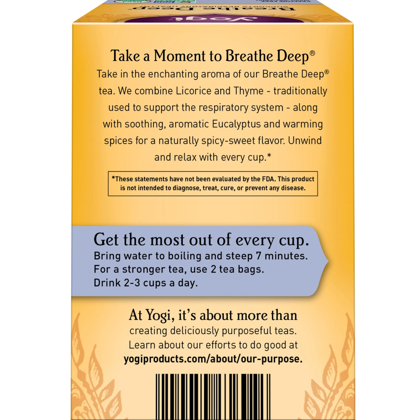 Yogi Tea Breathe Deep, Caffeine-Free Organic Herbal Tea Bags, 16 Count