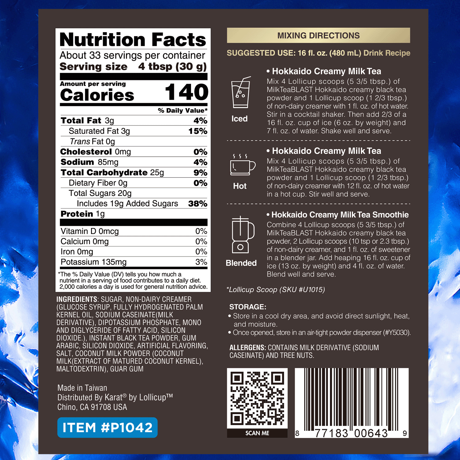 Tea Zone MilkTeaBLAST Hokkaido Creamy Milk Powder (2.2 lbs), P1042