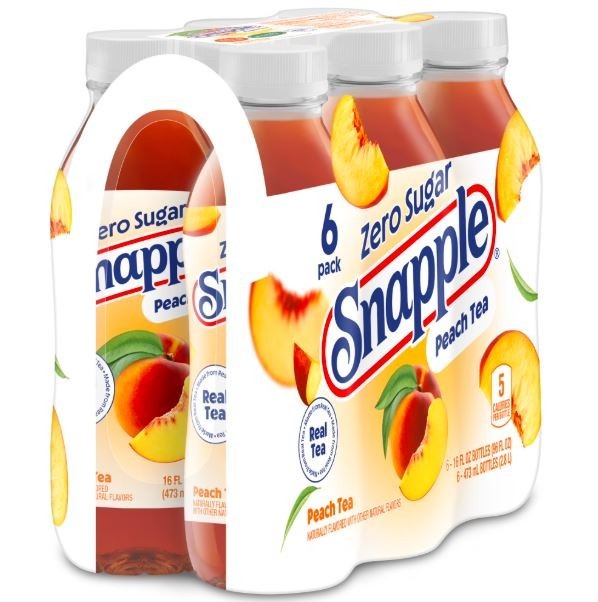 Snapple Zero Sugar Peach Tea, 16 fl oz Recycled Plastic Bottle (Pack of 6) x 2
